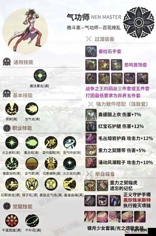 DNF 手游气功师加点攻略：技能连招教程，让你轻松成为刷图达人