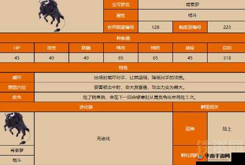 口袋妖怪复刻：肯泰罗属性解析与评价