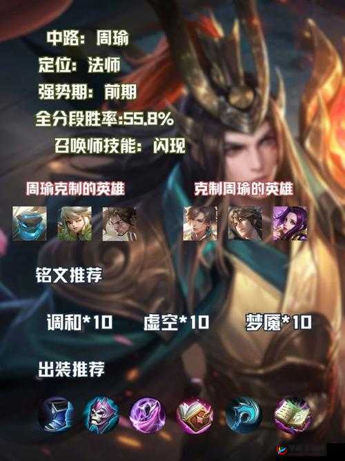 王者荣耀周瑜毁天灭地，前期高效暴力出装与策略全解析